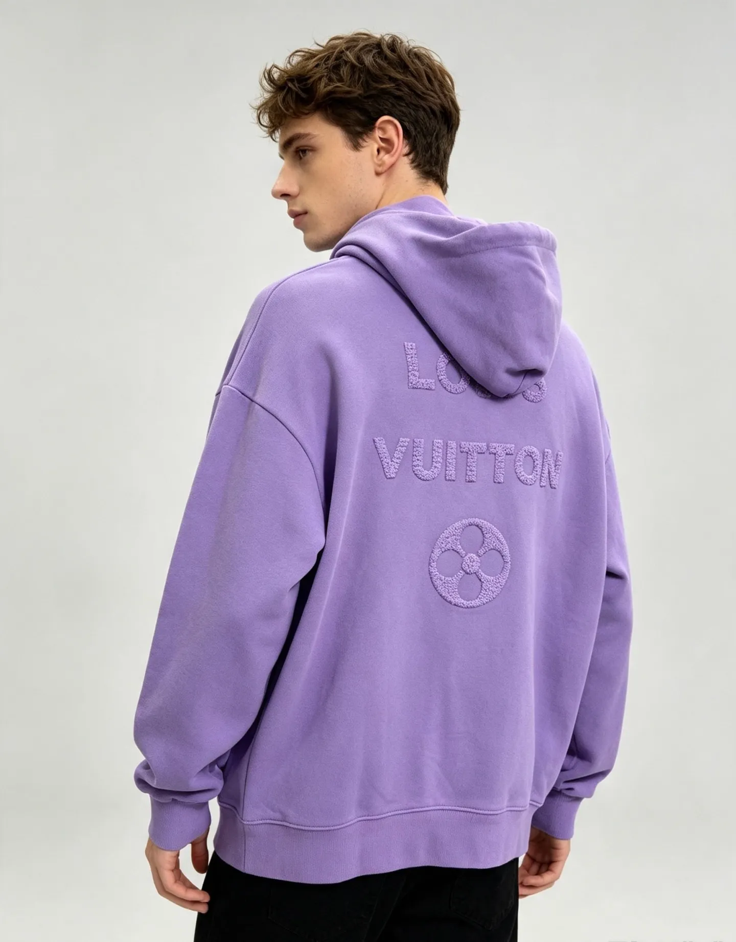 Louis Vuitton/Louis Vuitton dark woven letter logo embroidered hooded sweatshirt